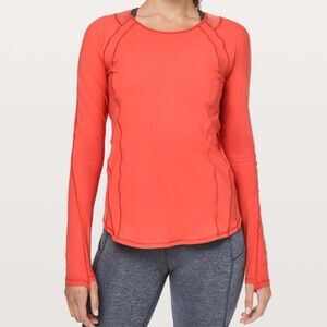 Lululemon Sculpt Long Sleeve Top Women's Medium* Orange Lightweight Mesh Running